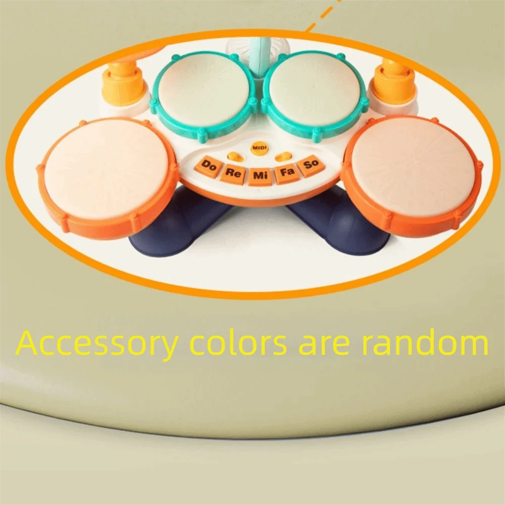 BPA Free Jazz Drum Set Toys Wear Resistant With Microphone Kids Drum Set Adjustable Volume Light Up Musical Montessori Toys