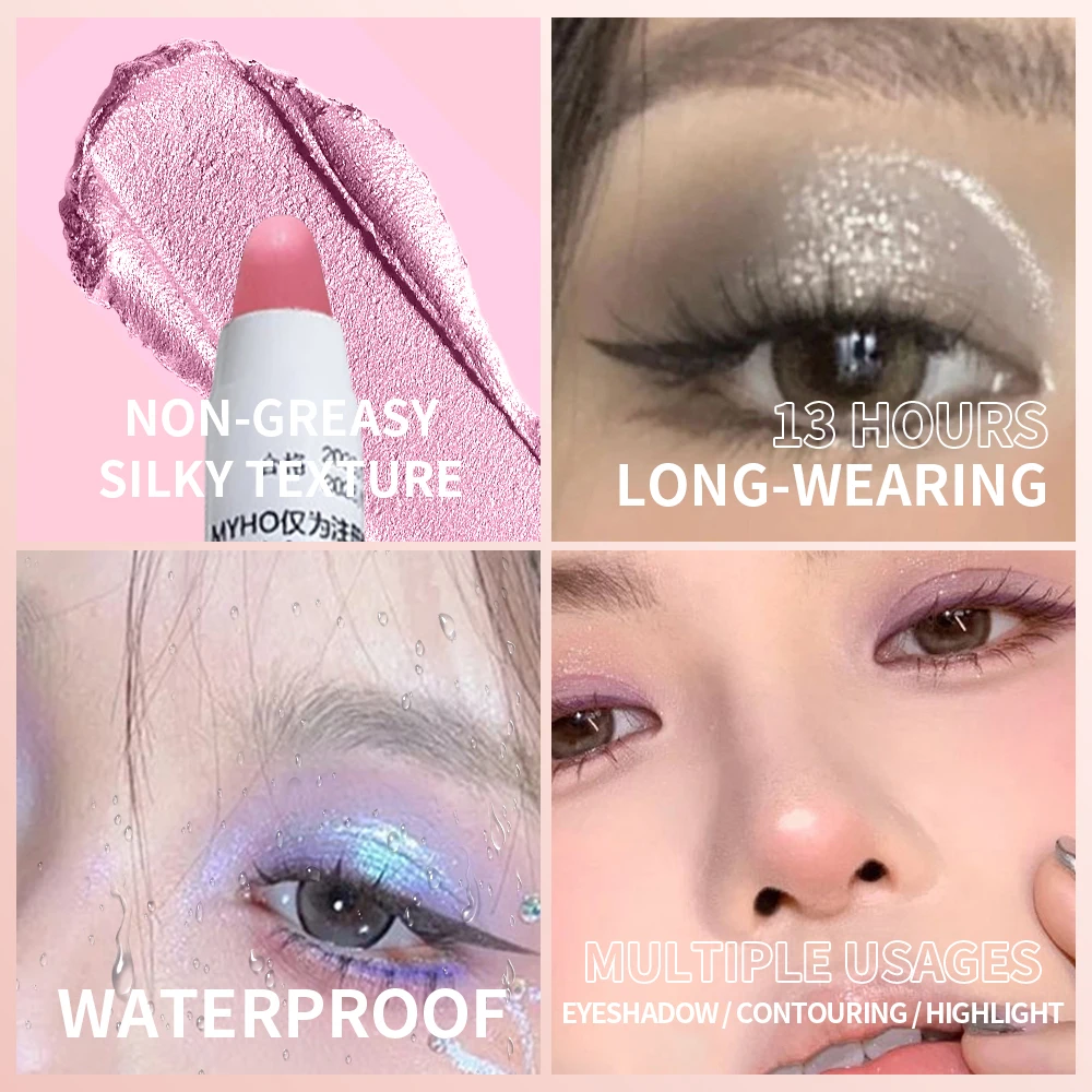 Glitter Eyeshadow Stick Waterproof Korean Makeup Cosmetics Beauty Matte Shiny Eye Shadows Bright Blue Cream Glitter Eyeshadow