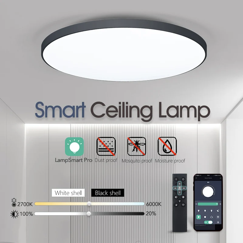 Smart LED Ceiling Light APP Luster Remote Control Appliance 36W 50W 80W interior Home Decor Fixture Bathroom Bedroom