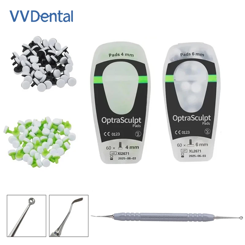 

VV Dental Composite Light Cure Resin Filling Spatula Mixing Handle Set+Foam Pads Kit Teeth Whitening Optrasculpt Molding Tools