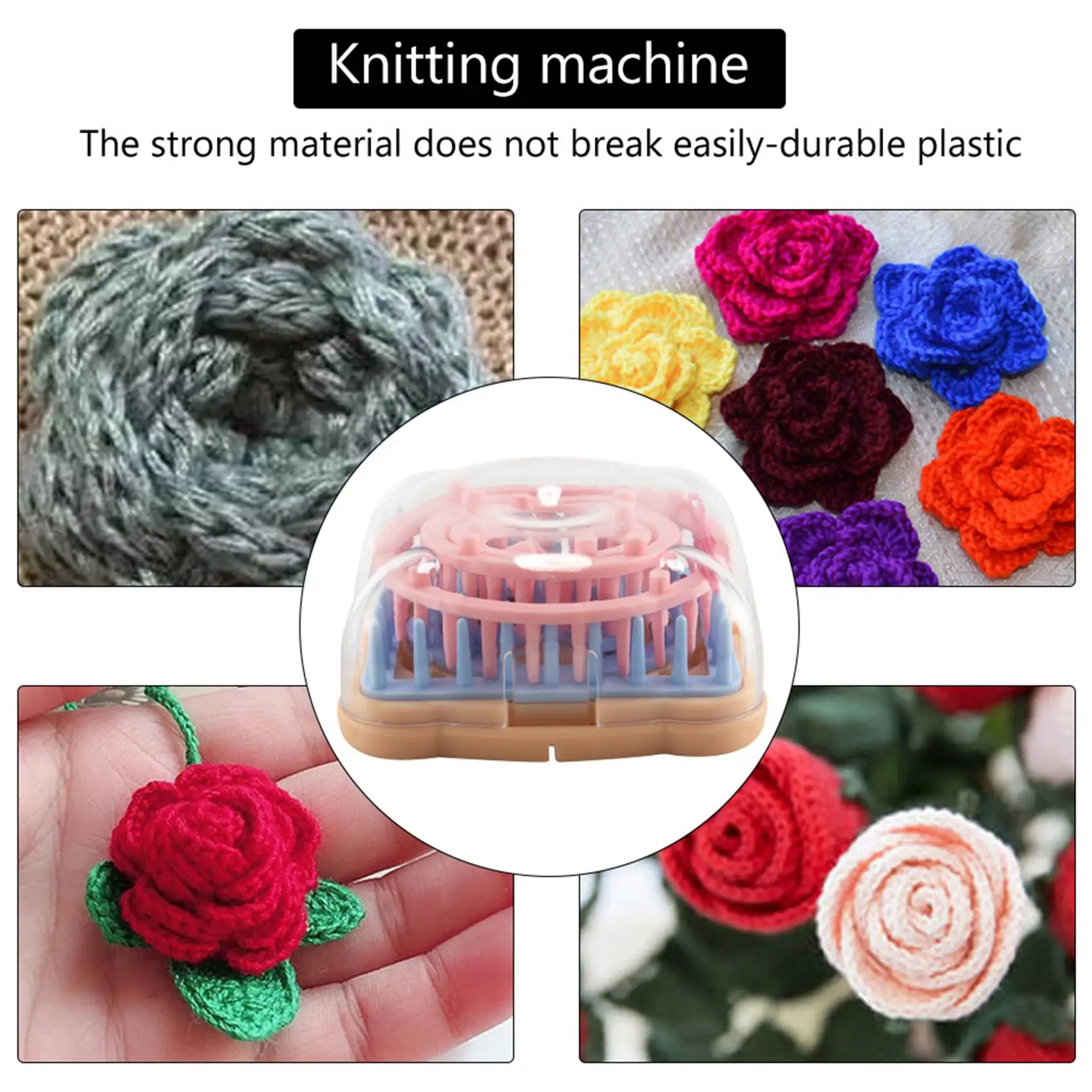 A1517Z~Flower Knitting Machine Kit DIY Wool Flower Machine Tool Set Square Flower Maker with Needle