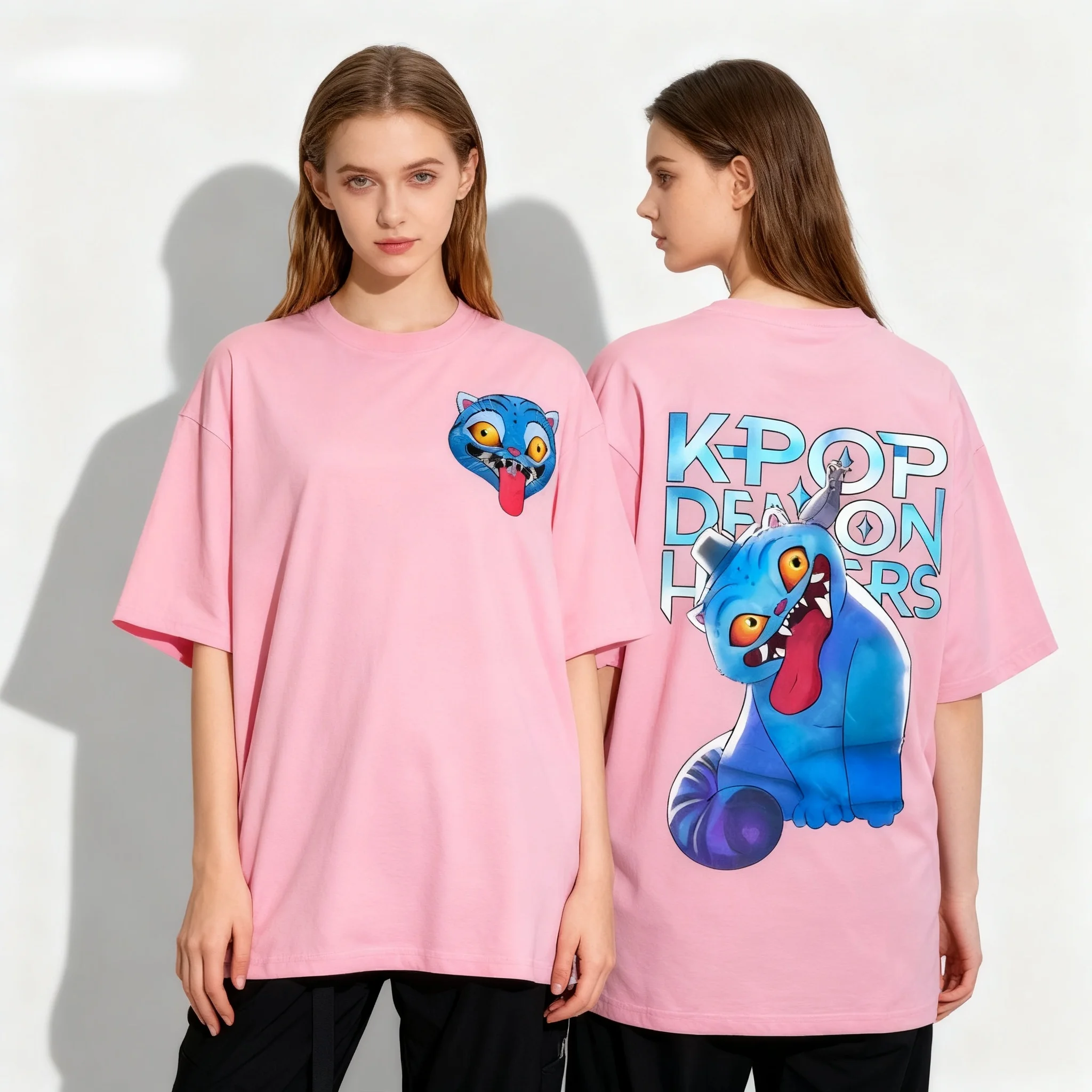 

Популярная Kpop Witch Hunting Group Tiger с милой летней футболкой большого размера, модный уличный женский мужской топ для взрослых и детей