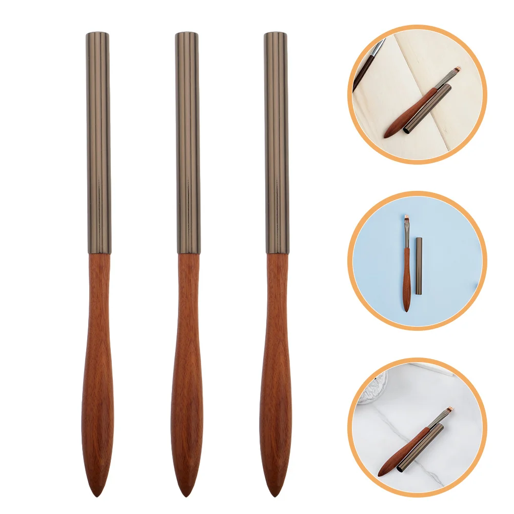 

Набор ручек для дизайна ногтей, 3 шт., универсальный дизайн с плоской головкой для градиентных и замысловатых узоров, эргономичная деревянная ручка, профессиональная