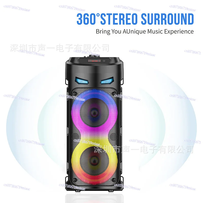 ZQS4239S Cross-border Devil Colorful Lights Bluetooth Audio Portable Car Subwoofer Colorful Strap