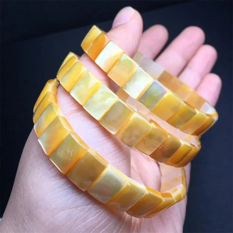 10MM Natural Gold Shell Bangle String Charms Handmade Fortune Energy Mineral Woman Amulet Jewelry Gift 1PCS