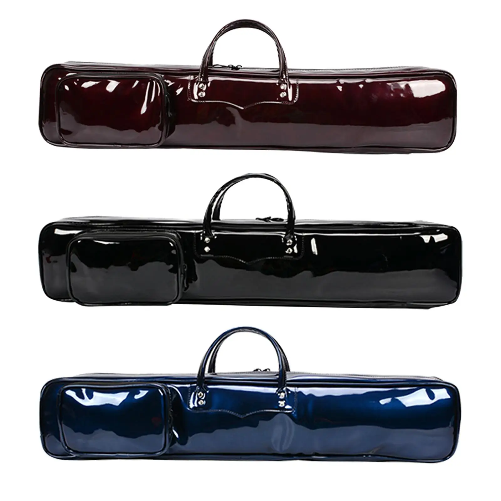 Flute Carry Bag Flute Gig Bag with Side Pocket Waterproof PU Leather with Handle Thickened Padded Portable Flute Carrying Bag