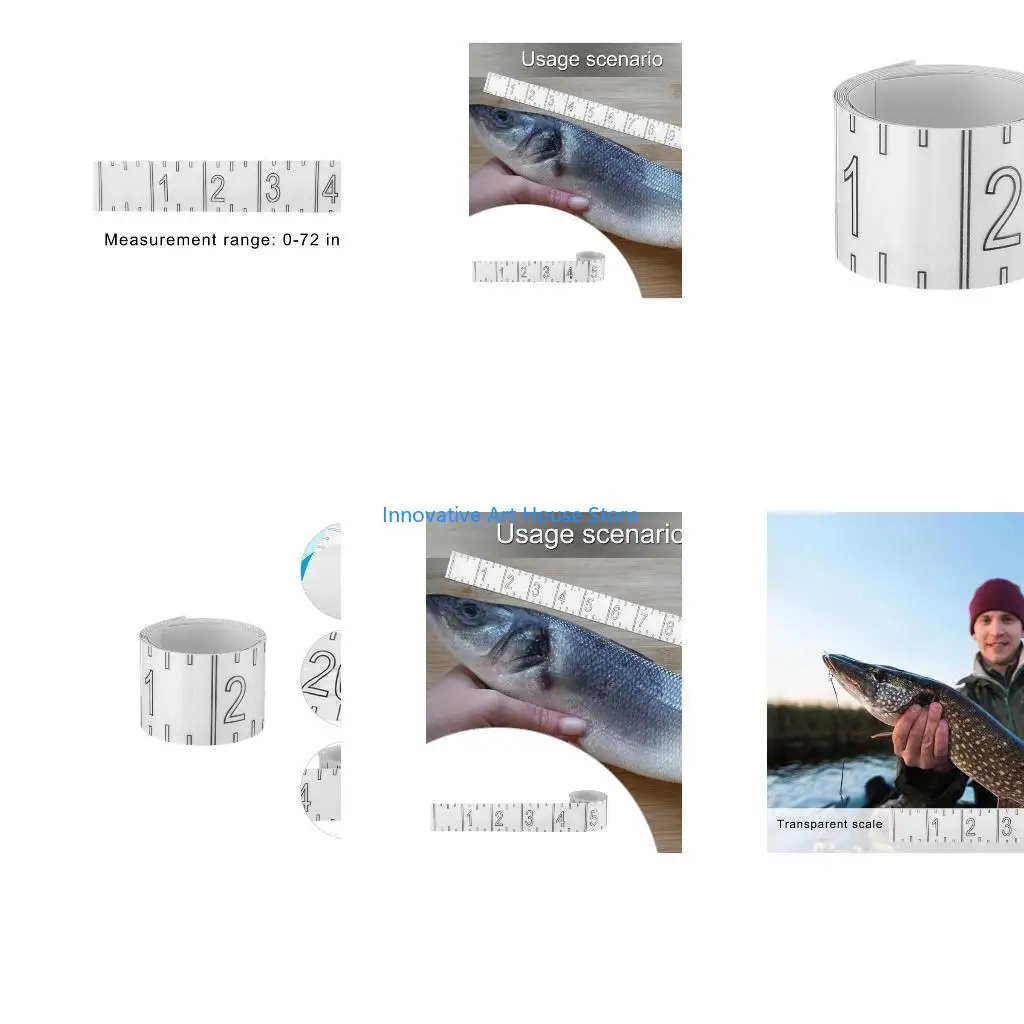 E1PC Waterproof Fish Measuring Ruler Foldable Fishing Measuring Tape Sticker Fishing