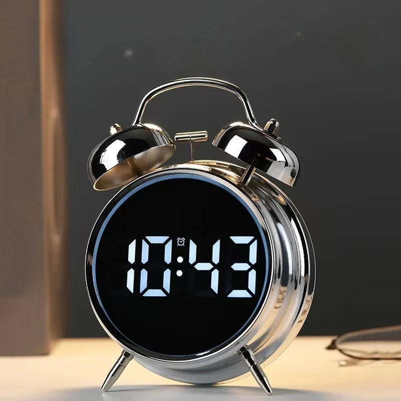 Student Alarm Clock with Ultra-Loud Volume Metal Bell for Hard-to-Wake-Up Individuals Multi-Functional and Pluggable