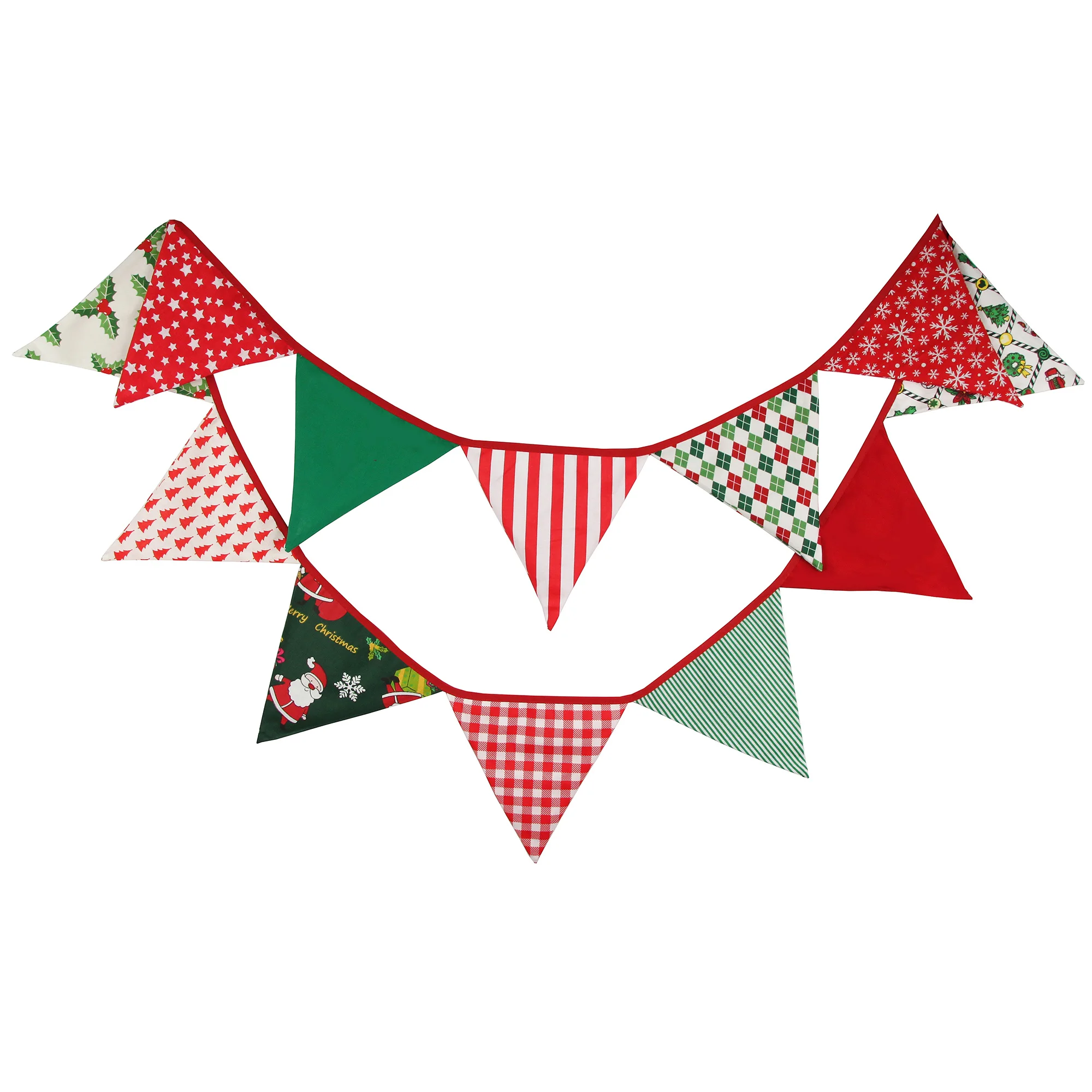 3.2M Christmas Halloween Thanksgiving Fabric Bunting 12 Pennant Flags Party Decor Banner Home Baby Shower Carnival Garland