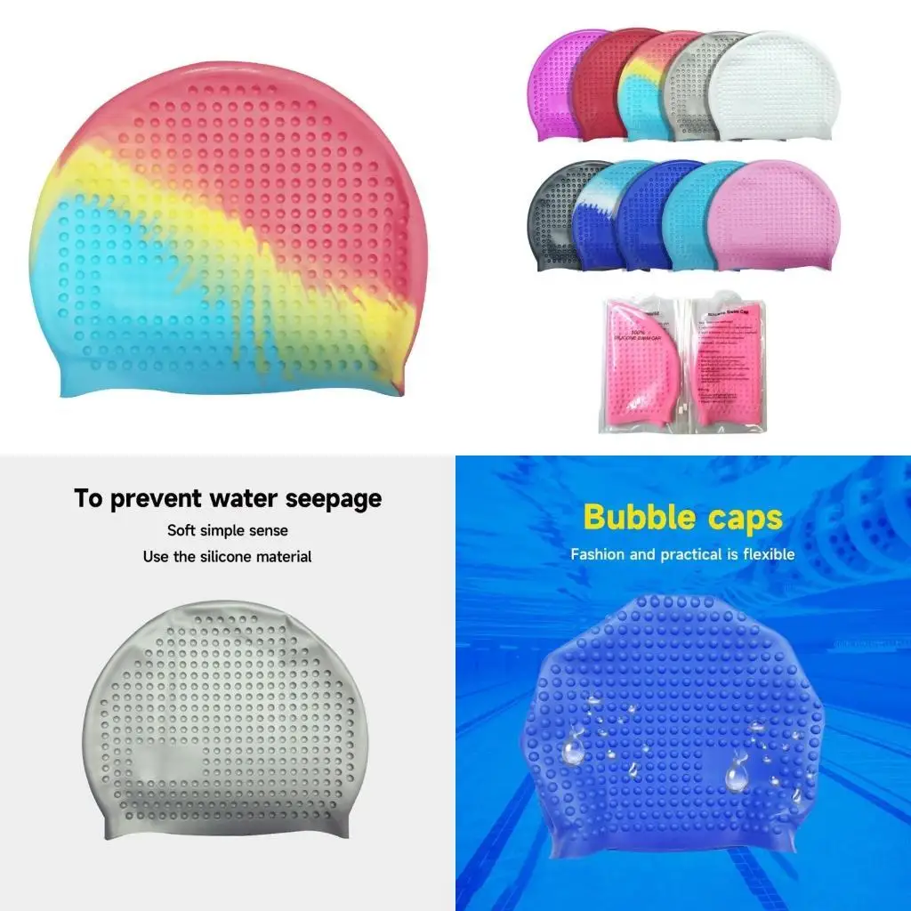 

Y1UC Comfortable Silicone Swim Cap Hat Elastics Swimming Cap for Long and Short Hair