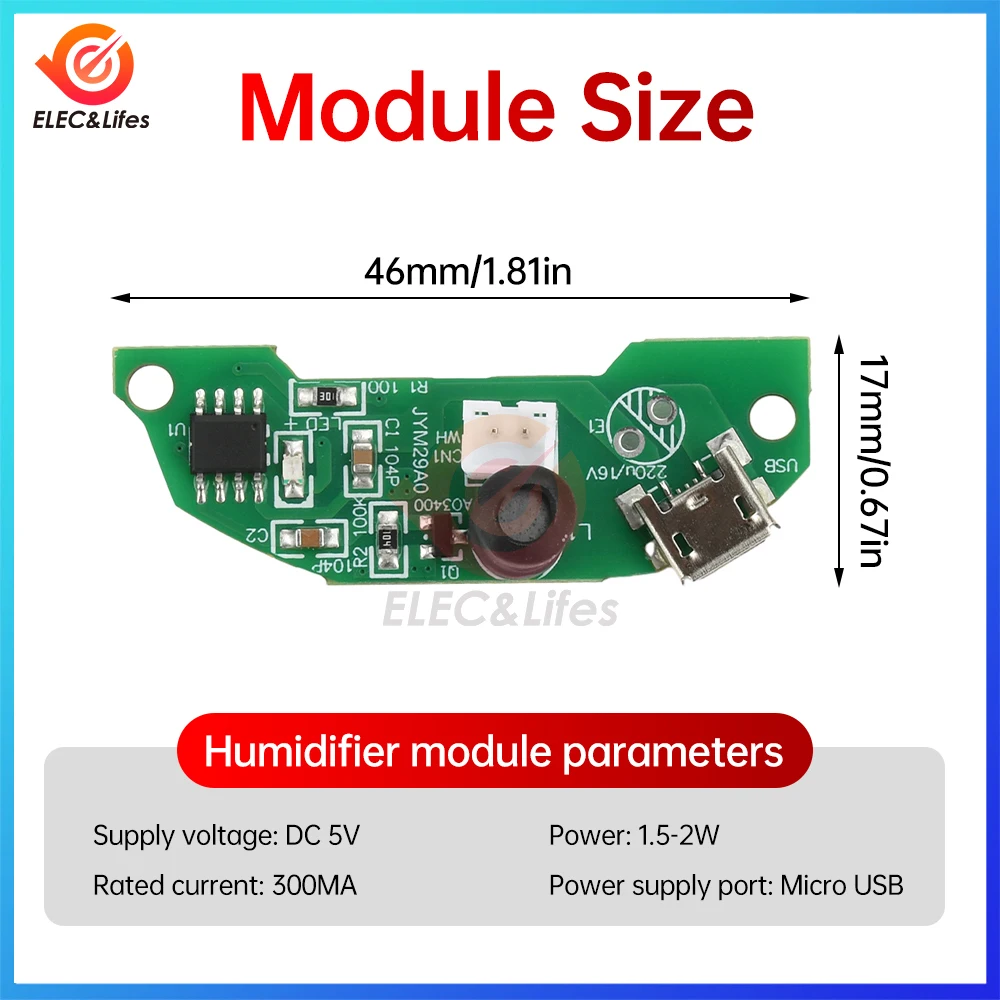 Micro USB 5V 20MM 2W Ultrasonic Mist Maker Fogger Atomizer Transducer Atomizer Film Plate Accessories Humidifier Rubber Gasket
