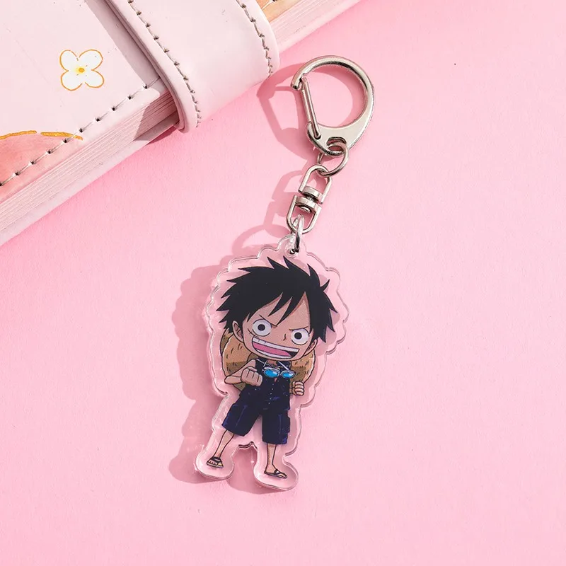 Anime One Piece Acrylic keychain accessaries Luffy Cartoon funny Bag Pendant Gift cute bag charm Keyring Friends Fans Gifts