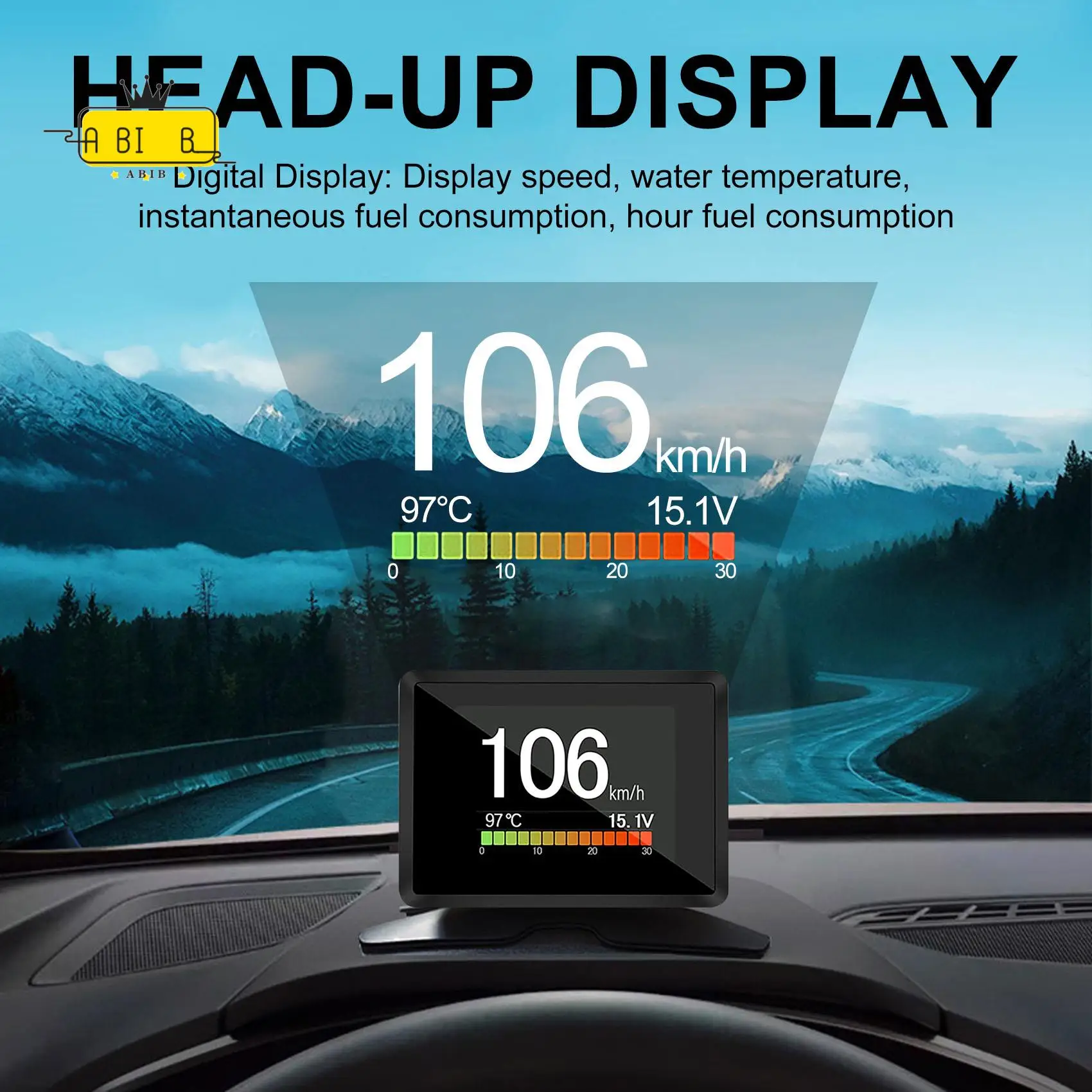 ABIB -For Car A203 OBD2 On-Board Computer Car Digital Computer Trip Display Speed Fuel Consumption Gauge OBD2 Scanner