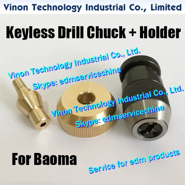 EDM KEYLESS Drill Chuck 0-3MM JT0 with female adapter (with inner thread) for Baoma DB703 Super drill EDM machines