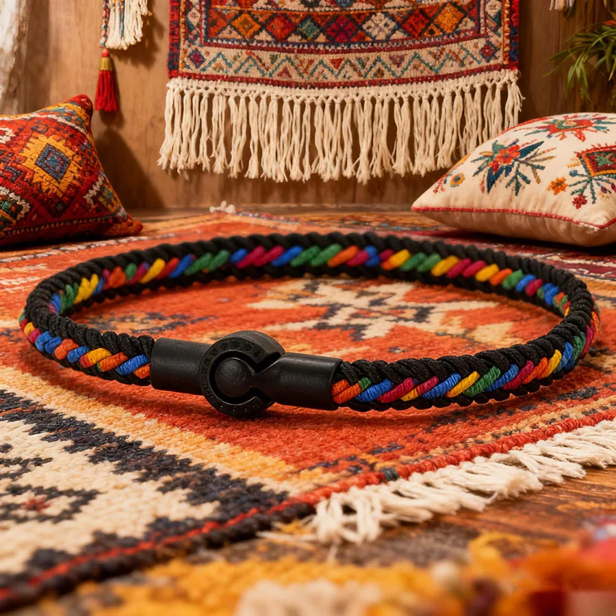 Fashion Ethnic Fabric Braided Bracelet Unisex Detachable Magnetic Clasp Tibetan Wish Braslet Outdoor Casual Party Couple Jewelry