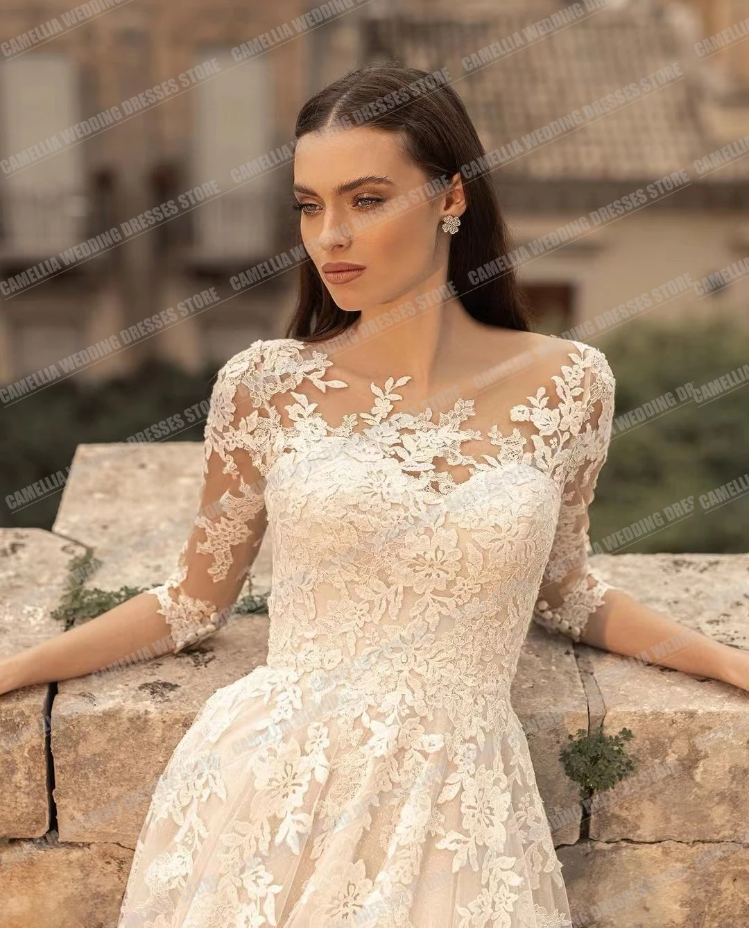 Abiti da sposa squisiti per le donne 2024 una linea delicata Sexy pizzo Applique Tulle abiti da sposa grazioso manica lunga Vestido personalizzato