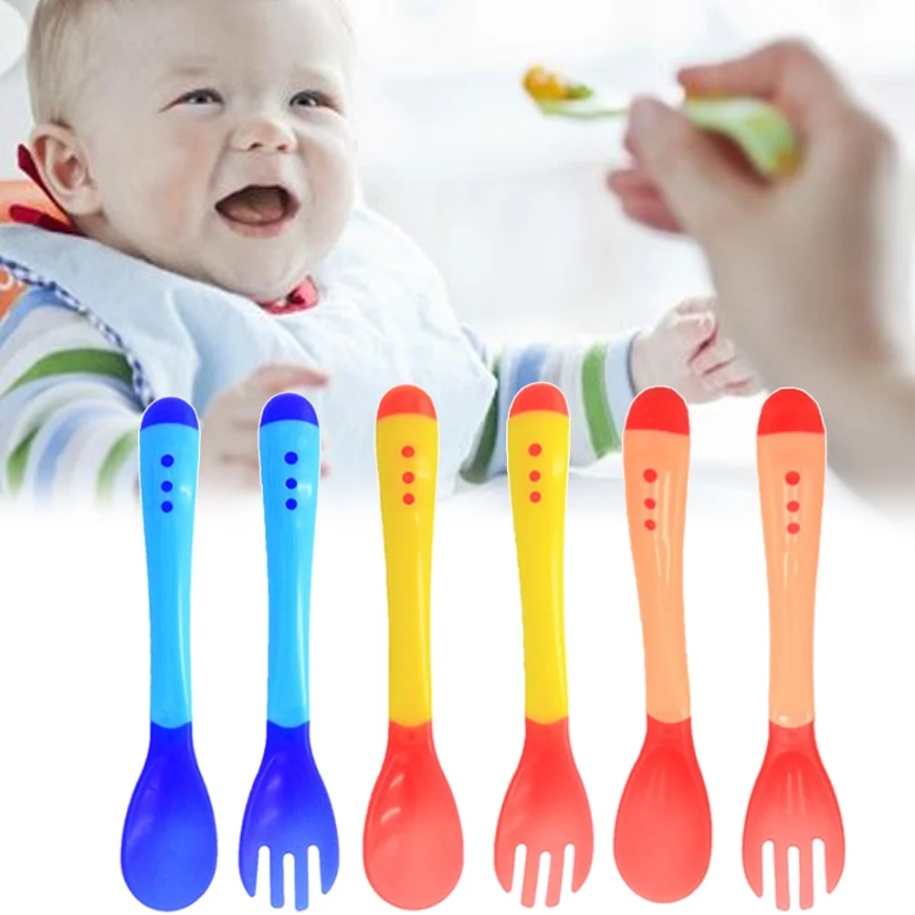 6 قطع من ملعقة تغذية الأطفال مع خاصية تغيير لون استشعار درجة الحرارة، مادة آمنة، ملعقة ناعمة ناعمة للرضع #2