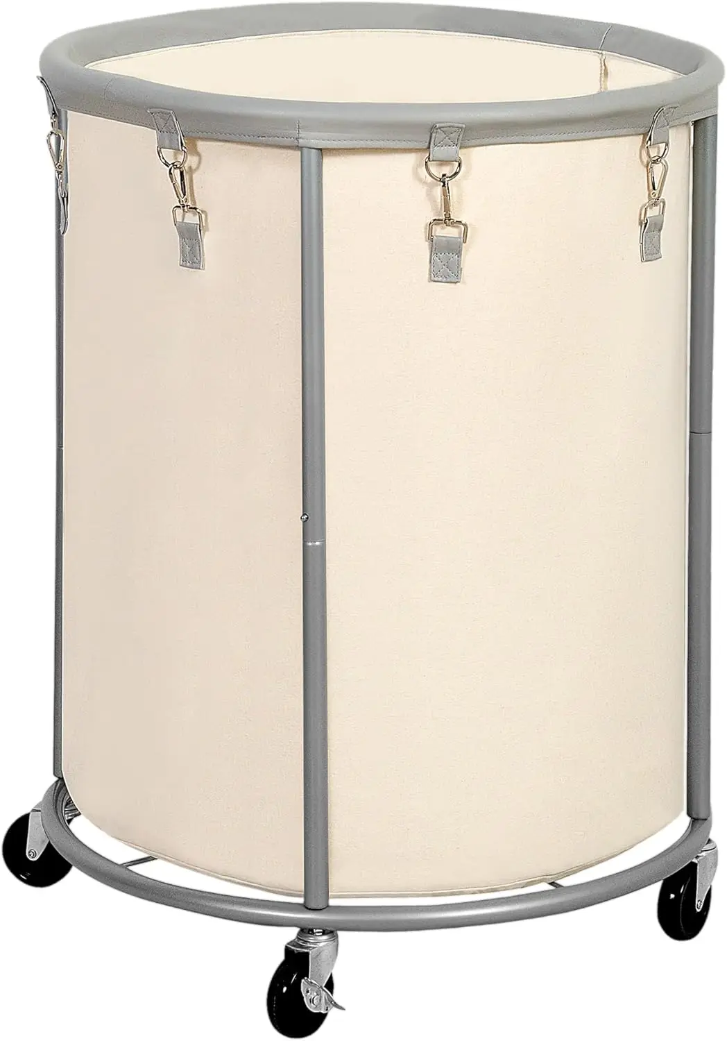 

Large Rolling Laundry Hamper with Wheels, 185L Extra Capacity, Removable Bag for Bedroom or Hotel Use in Beige & Gray