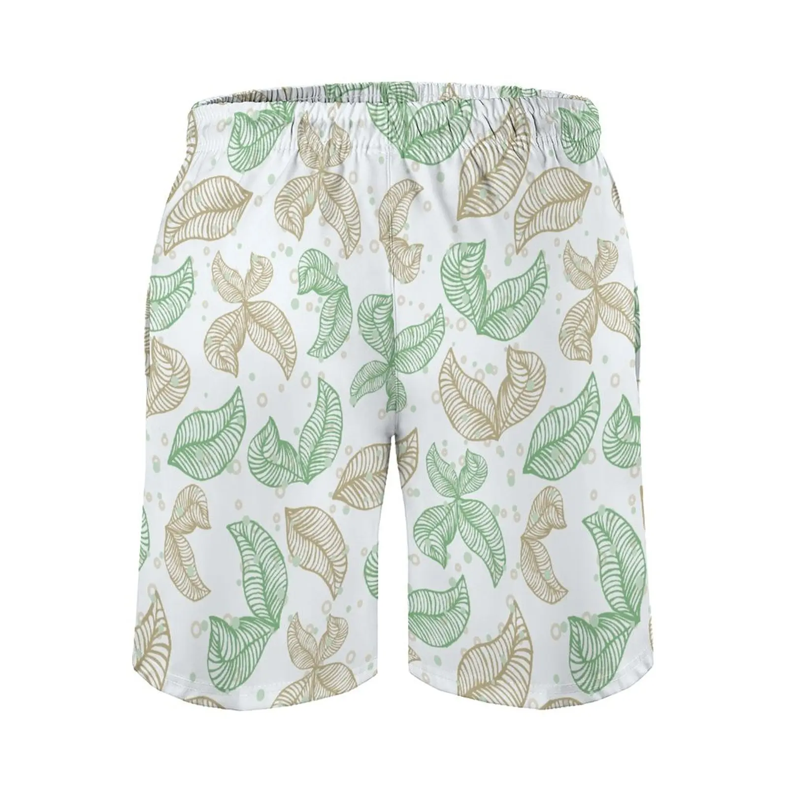 Summer Fashion Men/Women Loose Casual Plus-Size Cartoon Coconut Leaf Illustration Print Can Be Worn On The Beach Quarter Pants