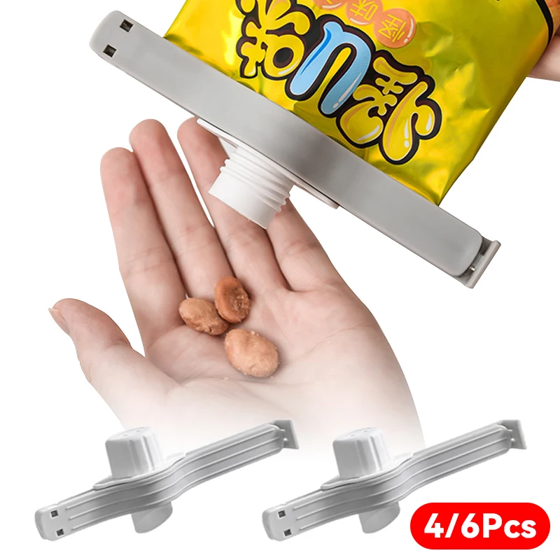 

New Food Sealing Clips Snack Packaging Bag Sealing Clips for Tea Leaf Reuseable Food Dispenser Nozzle with Lid Kitchen Tools