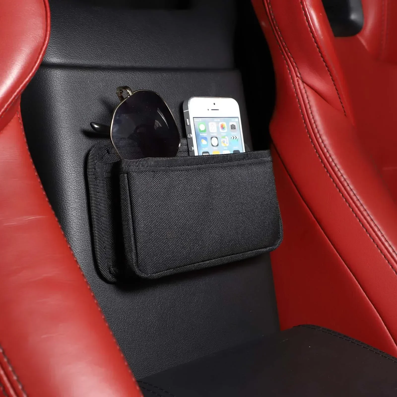 

For 2013+ Jaguar F-TYPE Oxford Cloth Black Car Center Console Armrest Box Storage Bag Mobile Phone Storage Bag Car Accessories