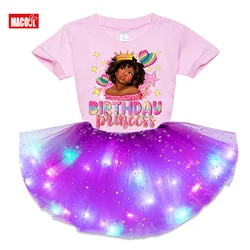 Birthday Princess Outfit Girls Birthday Tutu Dress Set Birthday Party Shirts Girl Kids Black Princess American Child Suits Sets