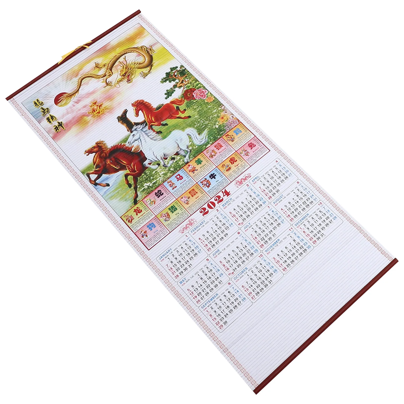 

Календарь на 2024 год Дракона в традиционном китайском стиле, утолщенный материал, полный набор лунных и солнечных дат, идеальный подарок для дома и офиса