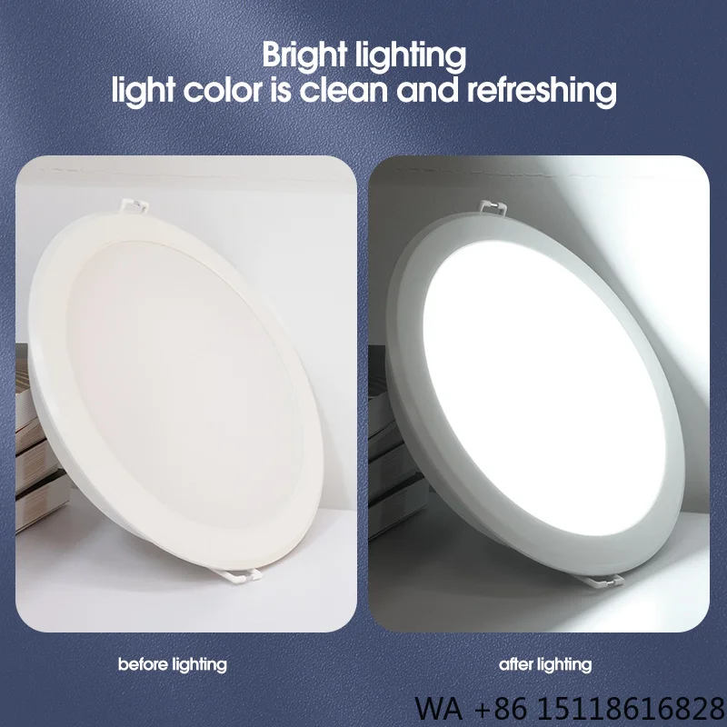 2025 Woojong New Model Slim LED Downlight 100-265V 6W 9W 12W 15W 18W 24W Embedded Ceiling Panel Light for Office CE ERP