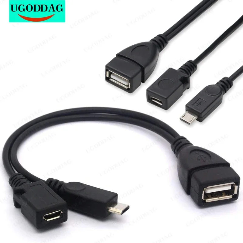1 In 2 OTG Micro Usb Host Power Y Splitter Usb Adapter To Mirco 5 Pin Male Female Cable Durable Micro USB OTG Cable For Tablets