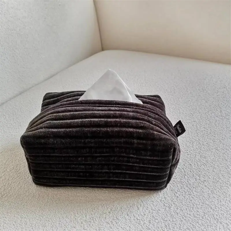 Drop Shipping Modern Simple Velvet Jacquard Tissue Box-like Home and Office Tissue Set Napkin Holder Caja De Pañuelos