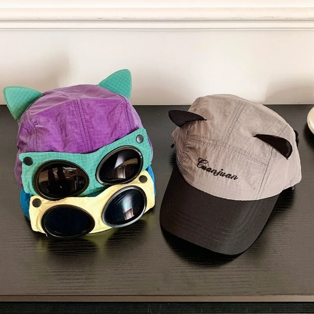 

Pilot Glasses Sunglasses Pilot Hat Reverse Wear Color Matching Baseball Hat Quick-drying Adjustable Sunshade Hat Unisex Outdoor