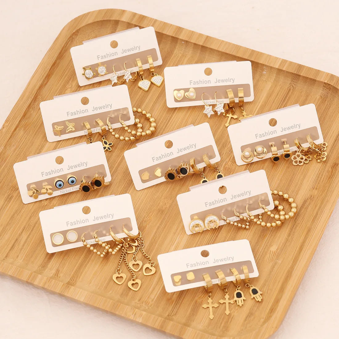 

2025 Fashionable new simple and versatile eye stainless steel earrings long butterfly love earrings set gift