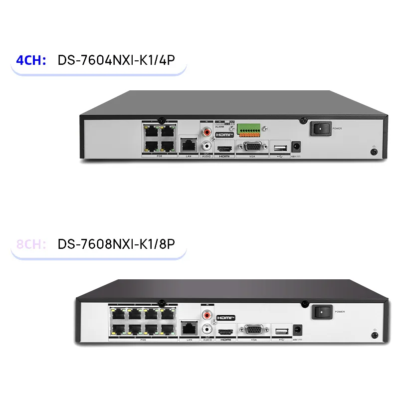 Hikvision Videoregistratore di rete originale 4K DS-7604NXI-K1/4P DS-7608NXI-K1/8P 4/8ch 4/8PoE 1U AcuSense NVR 1 SATA per telecamera IP