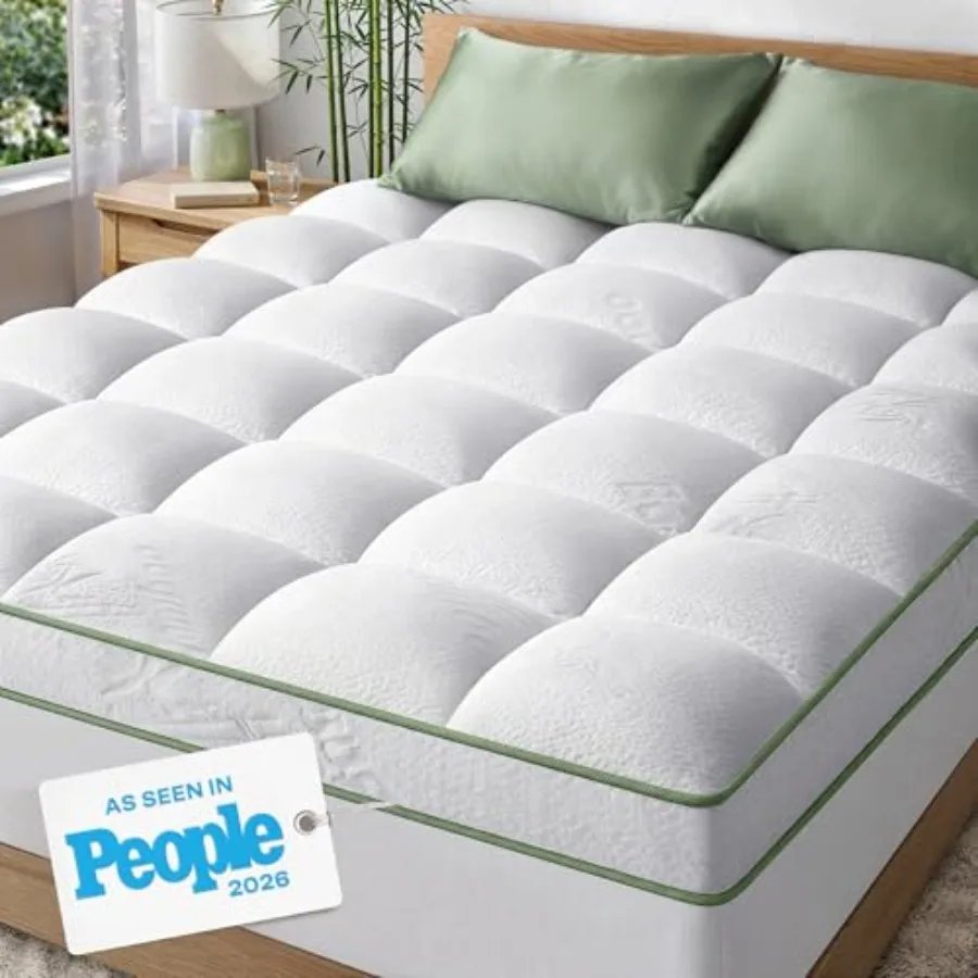 

Extra-Thick 2 Inch Size Mattress Topper - Ultra Plush and Soft Viscose Derived from Bamboo Mattress Pad, Naturally Cooling and