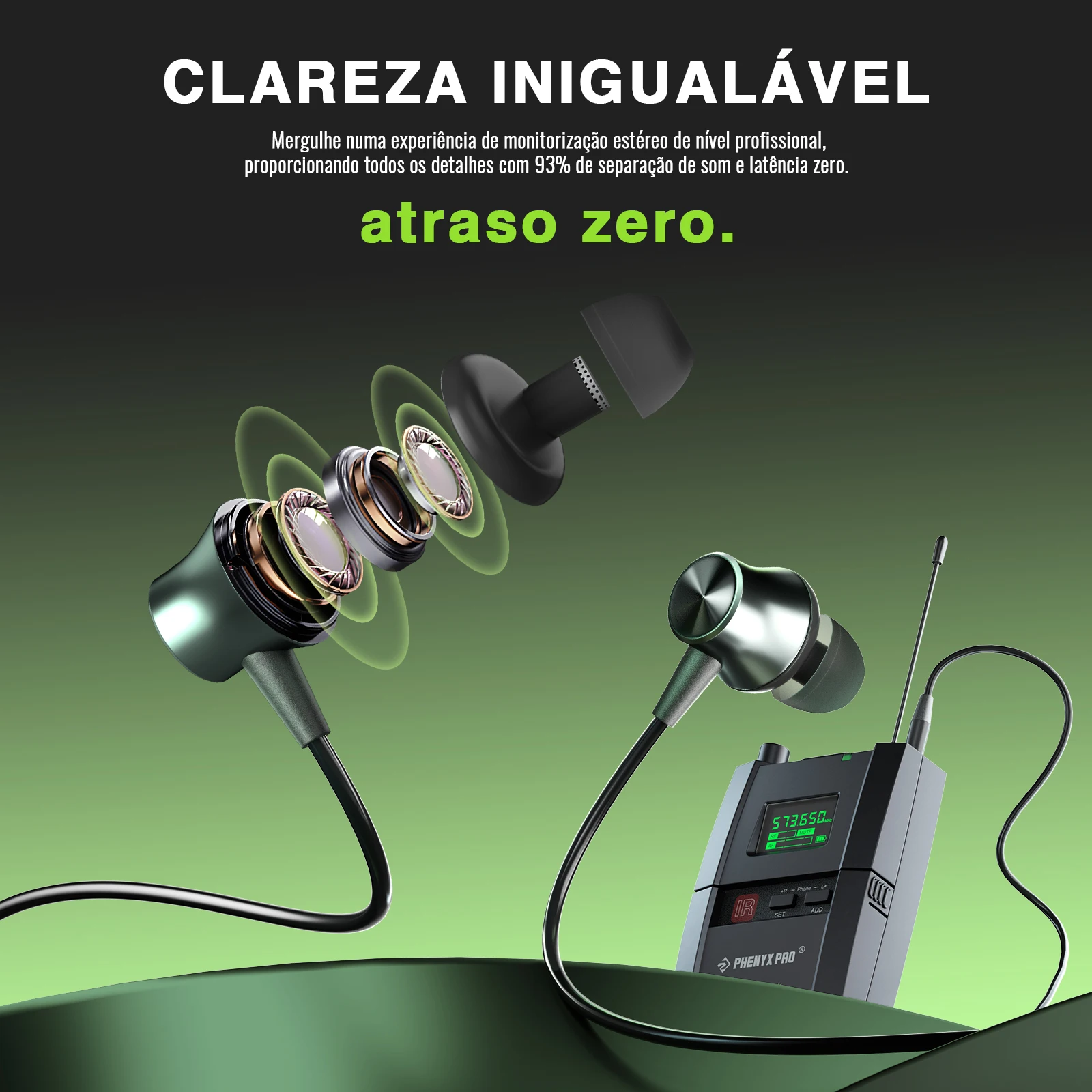 Epyx pro-sistema de controle sem fio ptm-10, estéreo, in-ear, palco, retorno, corpo, receptor, sistema iem, 900mhz/500mhz, banda de frequência