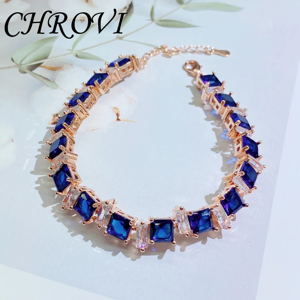 New 925 pure silver design luxury hand chain, dazzling colorful gemstones princess square diamonds, simple hand chain