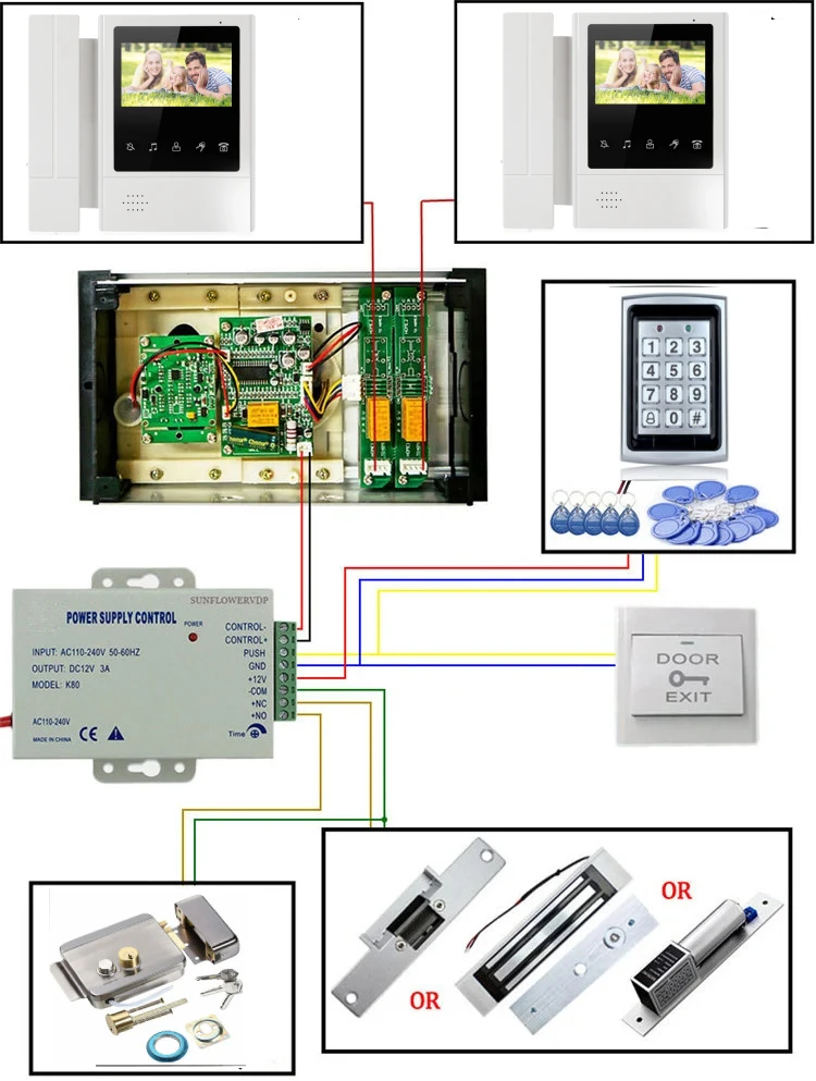 4.3"Video Door Phone Doorbell Private House Monitor 2/3/4/5 Call Buttons Unlock Building Intercom System