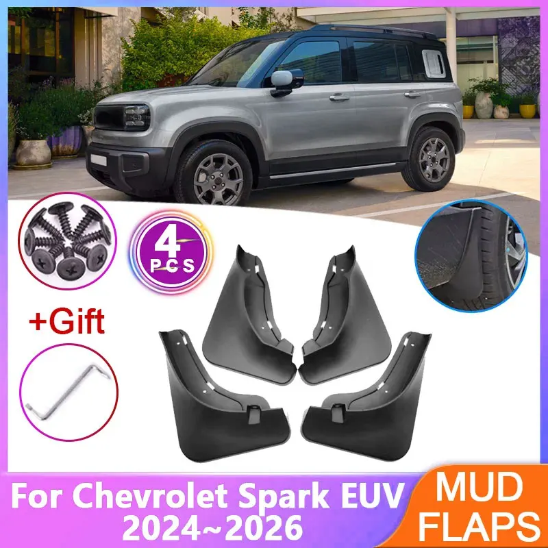 For Chevrolet Spark EUV Accessories 2024 2025 2026 4PCS BaoJun Yep Plus Car Fender Mudguards Anti-splash Flap Front Rear Mudflap