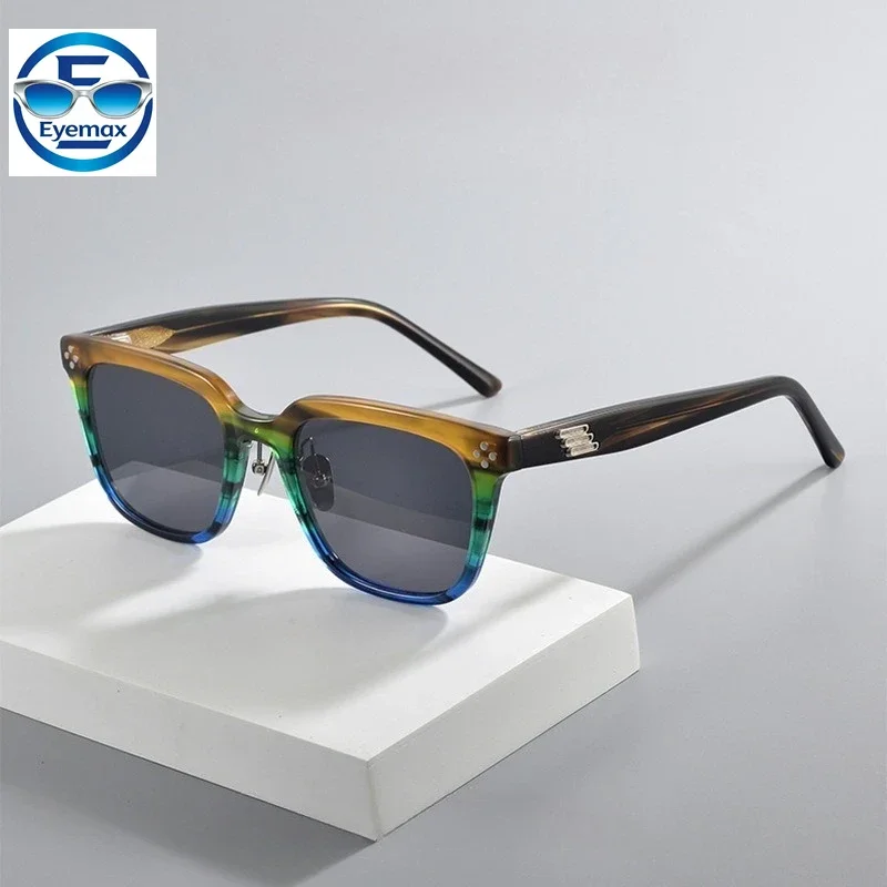 2026 Vintage Square Acetate Sunglasses for Men Women Color Laminated Tortoise Frame UV400 Fashion Outdoor Sun Glasses 54-21-147