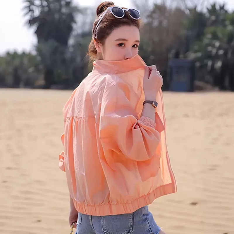 Loose Sunscreen Clothing Women's Summer Short Jacket 2026 Zip-up UV-protection Thin Coat Batwing Sleeve Outdoor Sports Jackets
