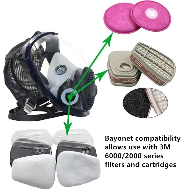 Chemical protective mask 8100 Anti-toxic mask Dust respirator Paint pesticide sprayer Silica gel full-face filter