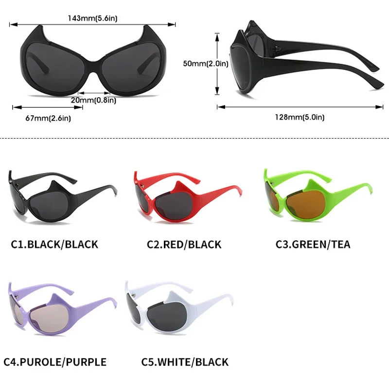 Sexy Y2K Cat Eye Sunglasses Women Vintage Luxury Brand Design Fashion Punk Sun Glasses Men Half Frame Halloween Funny Shades image 4