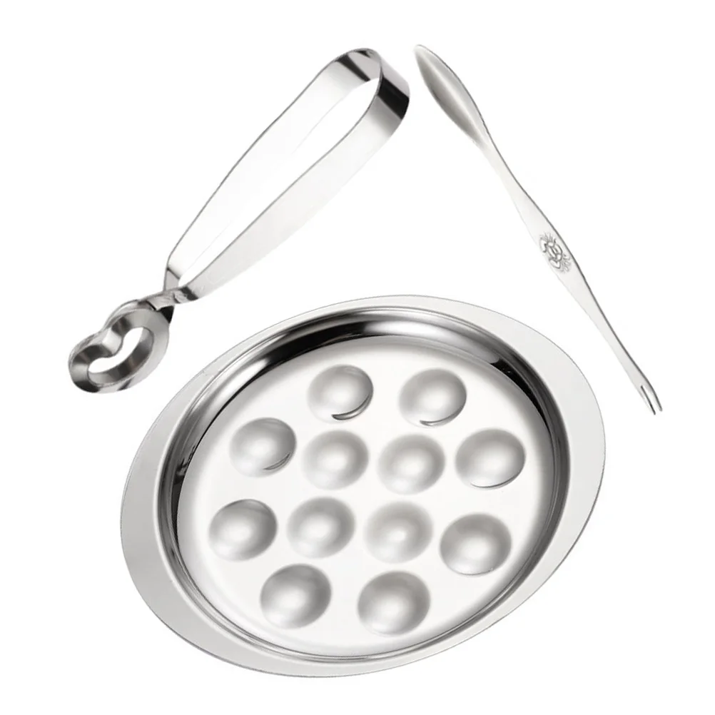 

1Set Snail Baking Plate Stainless Steel Escargot Pan Fine Craftsmanship Heat Resistant Serving Dish for Home Party Restaurant