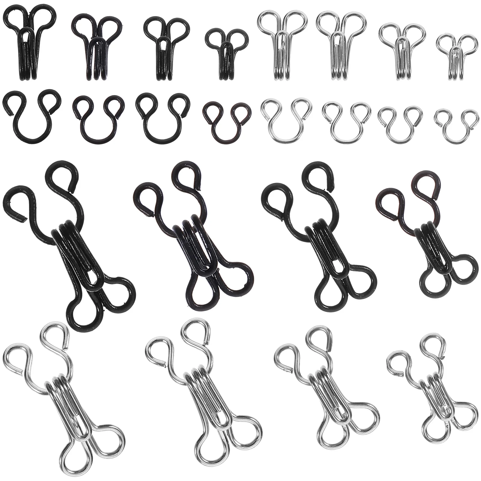 

50 pcs Sewing Hooks and Eyes Closure Eye Sewing Closure for Bra Fur Coat Cape Stole Clothing (Silver and Black)