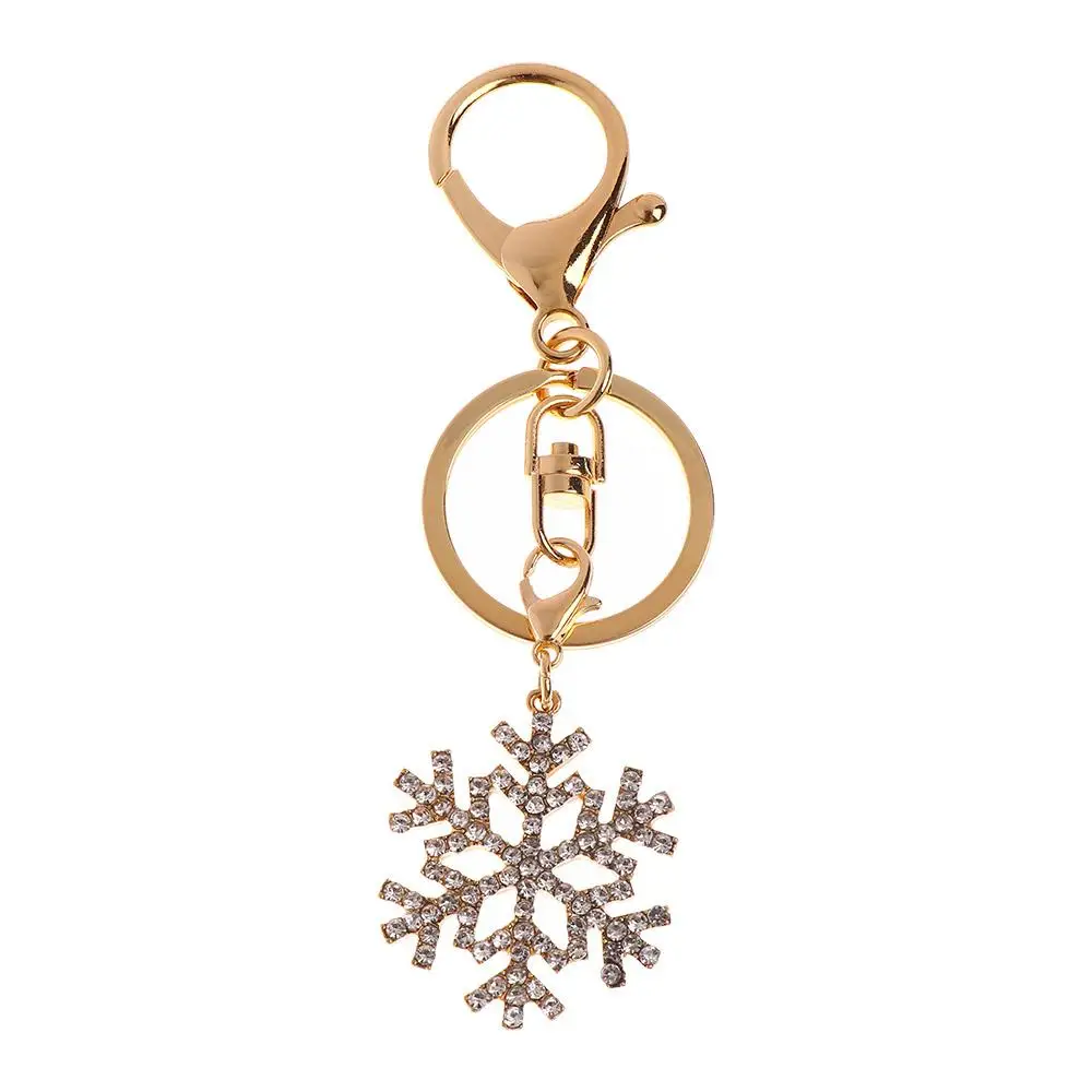 Removable Trendy Hot Christmas Gift for Woman Ladies Gold-color Pendant Jewelry Snowflake Keychain Key Ring