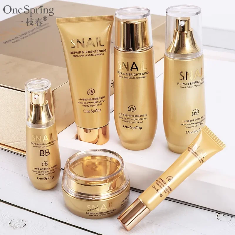 

6pcs Snail Collagen Skin Care Sets Moisturizing Facial Set Skin Care Products Whitening Cream Cleanser Toner Face Care Kits