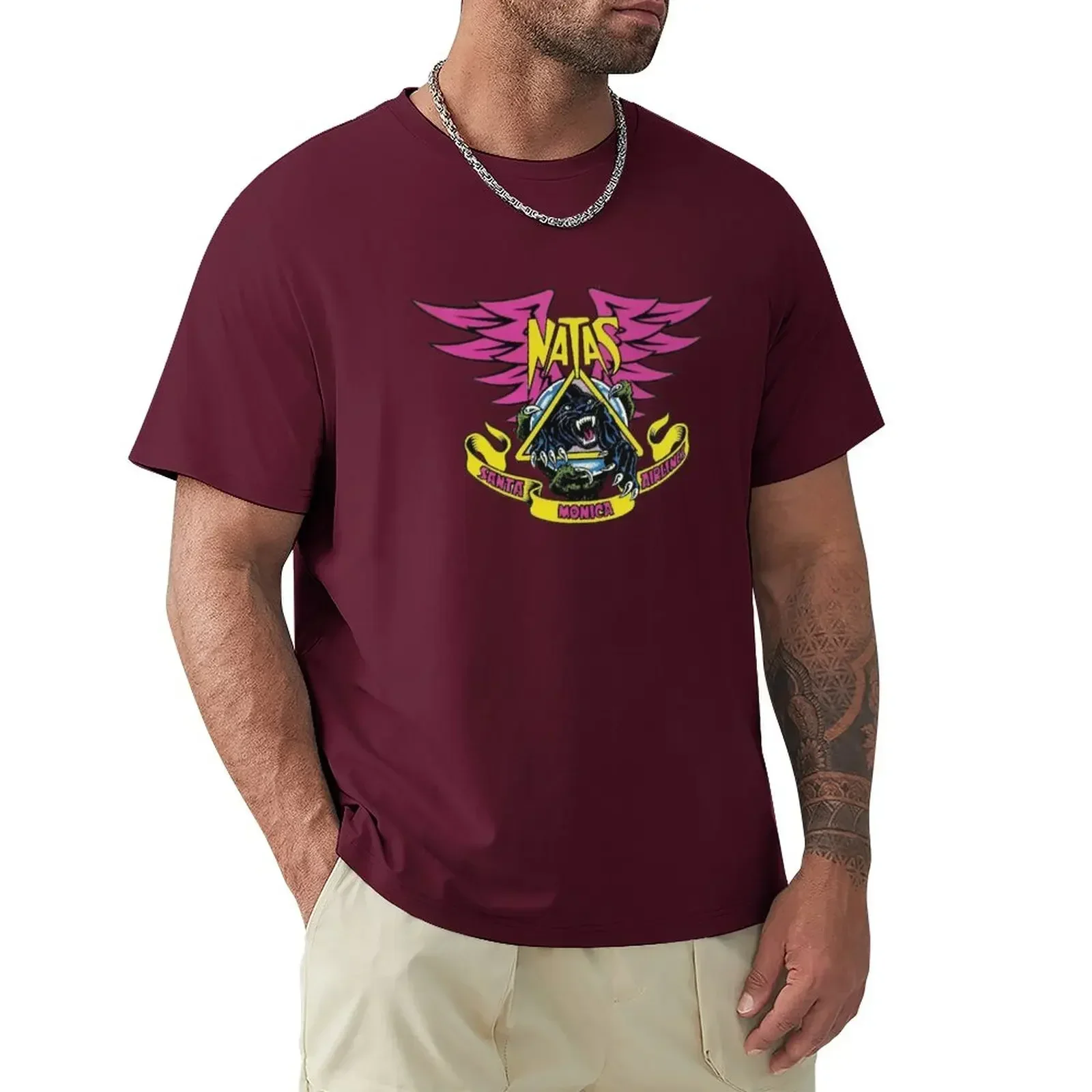 YHLQMDLG Skull Bad  T-Shirts Natas claw and panther, skateboard T-Shirt Aesthetic clothing anime vintage mens graphic funny image 2