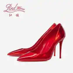 Laser Red Luxury Brand Pumps 2025 Fashion Red Shiny Bottom Pointed Toe High Heels shoes Elegant Designer Prom Ladies shoes women