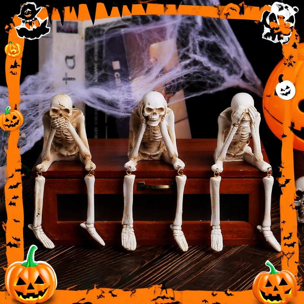 

Halloween Skeleton Resin Ornament Miniature Halloween Gift Theme Desk Accessory Horror Figure Desk Accessories Table Decor