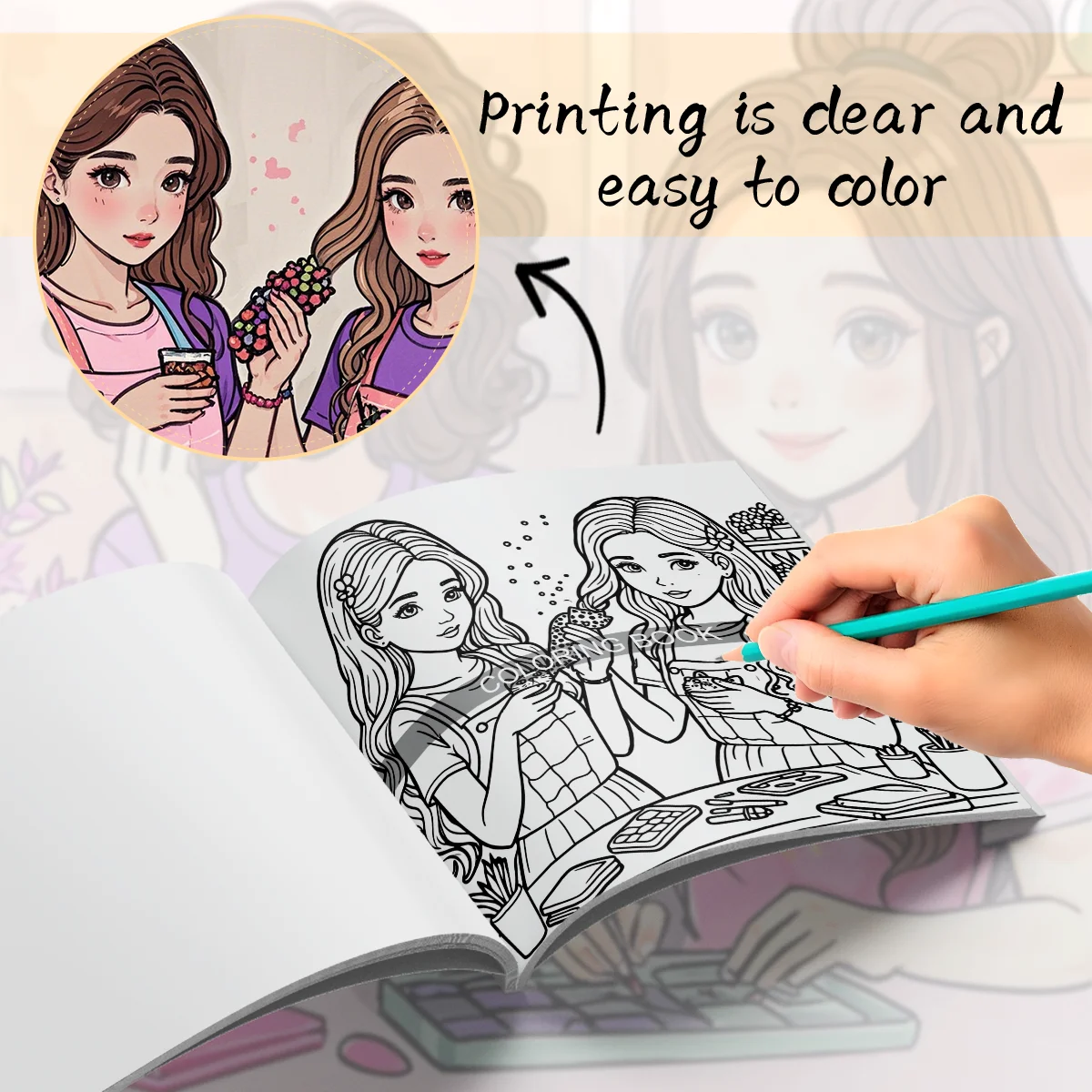 Adult Coloring Book - 7.8x7.8 Inch Unique Colorful Designs for Women, Perfect Gift for Friends and Special Occasions